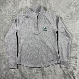 Notre Dame Under Armour Sweatshirt Womens Medium Gray 1/4 Button Pullover Fleece